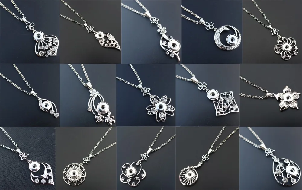 Модные стразы в форме цветка металлические 12 мм кнопки ожерелье женские ювелирные изделия