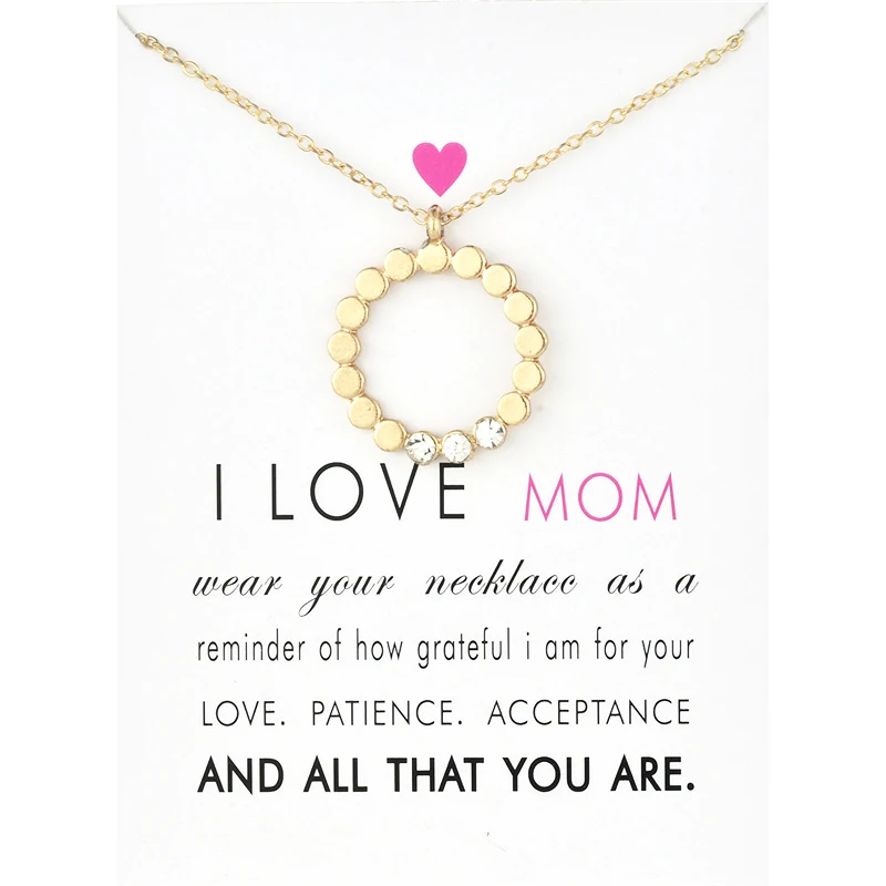 Ожерелье с подвеской геометрической формы I love Mom колье из сплава золотистого и