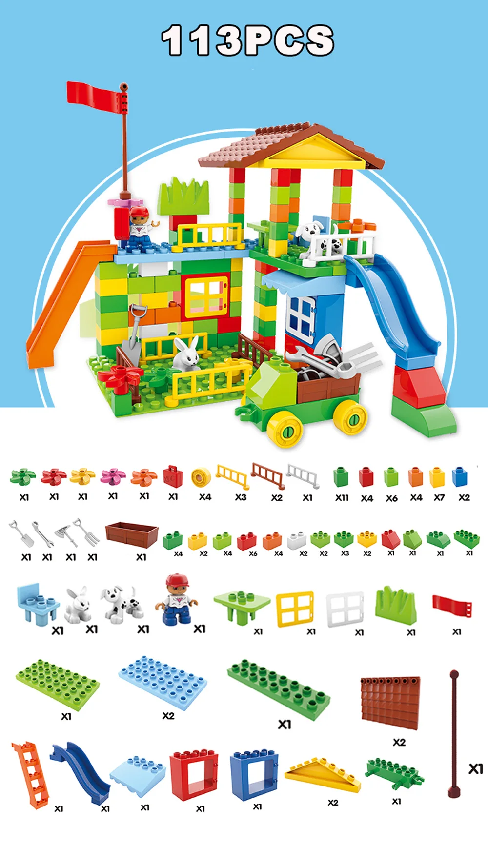 113-226 шт DIY красочный городской дом крыша большая частица строительные блоки замок развивающие Duplo Кирпичи игрушки для детей Подарки