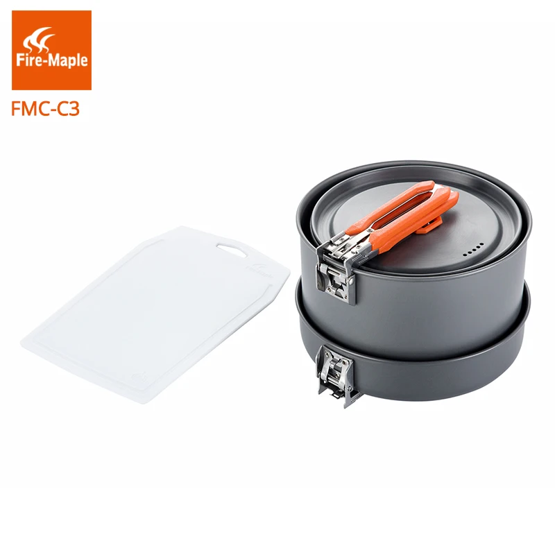 Fuego de arce fiesta Chef al aire libre utensilios de cocina Camping mochila cocina Picnic 2 Pots 1 sartén 1 tablero plegable con FMC-FC3