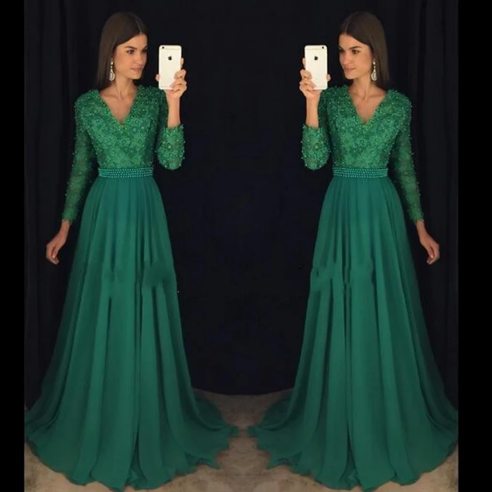 

Abendkleider Full Sleeves Long Evening Dress Party Elegant Vestido De Festa Longo Vintage Prom Gowns 2016 Robe De Soiree