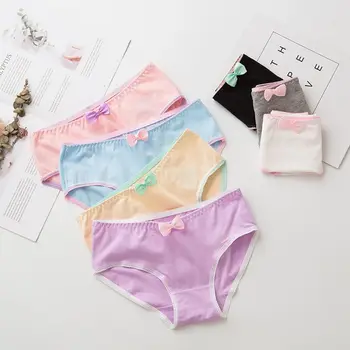 

Candy Colors Cotton Underwear Tracksuit Briefs Breathable comfortable Bow Cute Love Pattern Briefs Back Heart Hollow Panties