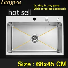 Бытовая Роскошная стандартная кухонная ручная раковина одинарная мойка прочная 304 нержавеющая сталь Горячая 680x450 мм