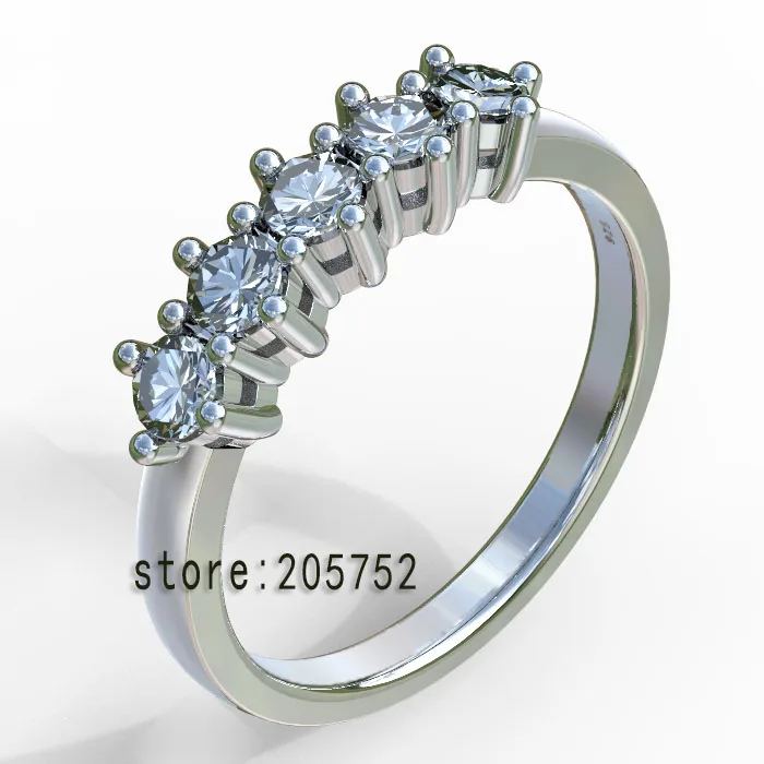 

925 Sterling Silver Finger Ring Engagement Ring Five Stones Ring For LadiesFree Shipping
