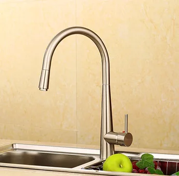 

Hot Sale Fashion Creative Pull Out Kitchen Faucet/ Brass Material Modern Brushed Design Hot And Cold Wash Basin Sink Mixer Tap
