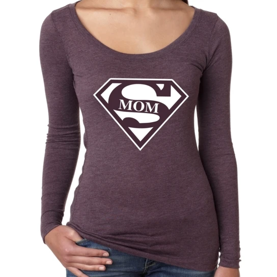 Women's Long Sleeve Shirt Super Mom Mother's Day (2)
