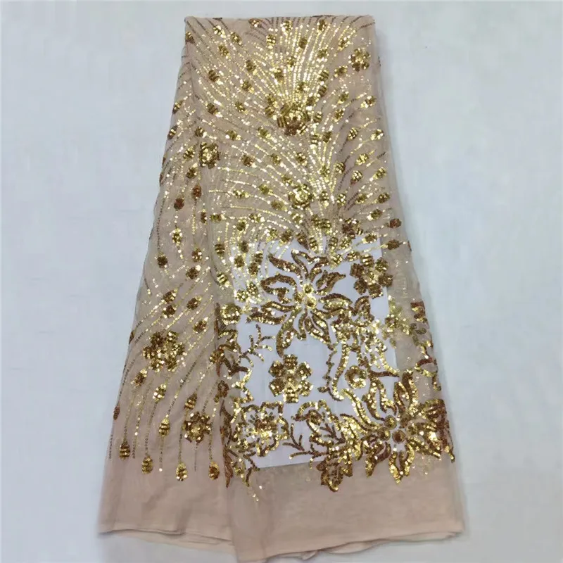 

High Quality guipure lace Fabrics / Fashion design African Lace fabrics with sequins /mesh tulle Lace for wedding SL1011