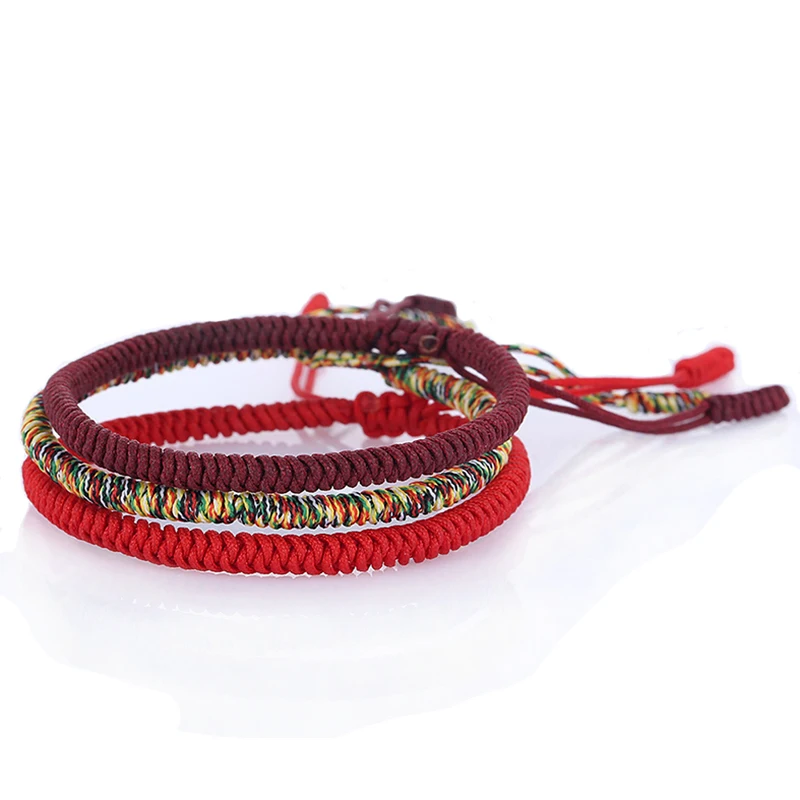 Веревка счастливый браслет из Красной Нити для мужчин женщин тибетский буддийский Будда молитва ручной работы король конг узлы Йога браслет регулируемый