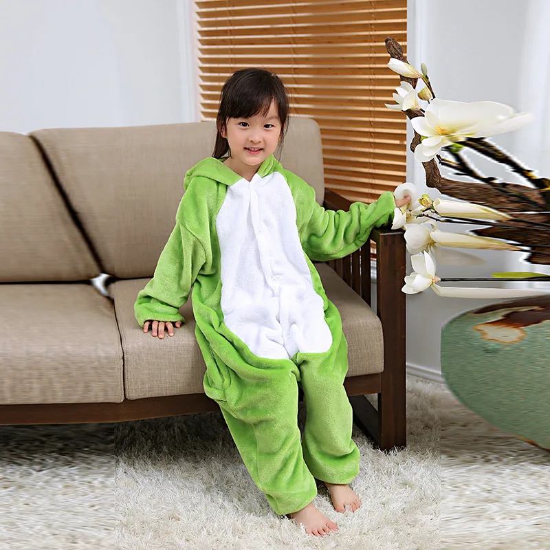 Lovable Green Frog Children Onesies Kigurumi Cartoon Flannel Boy Pajamas Baby One piece Sleepwear Cosplay For Halloween Jumpsuit (3)