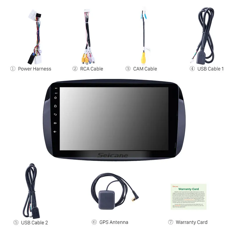 Best Seicane Car GPS Radio Player For Mercedes Benz Smart 2016 with Bluetooth AUX support DVR Carplay OBD Steering Wheel Control 3