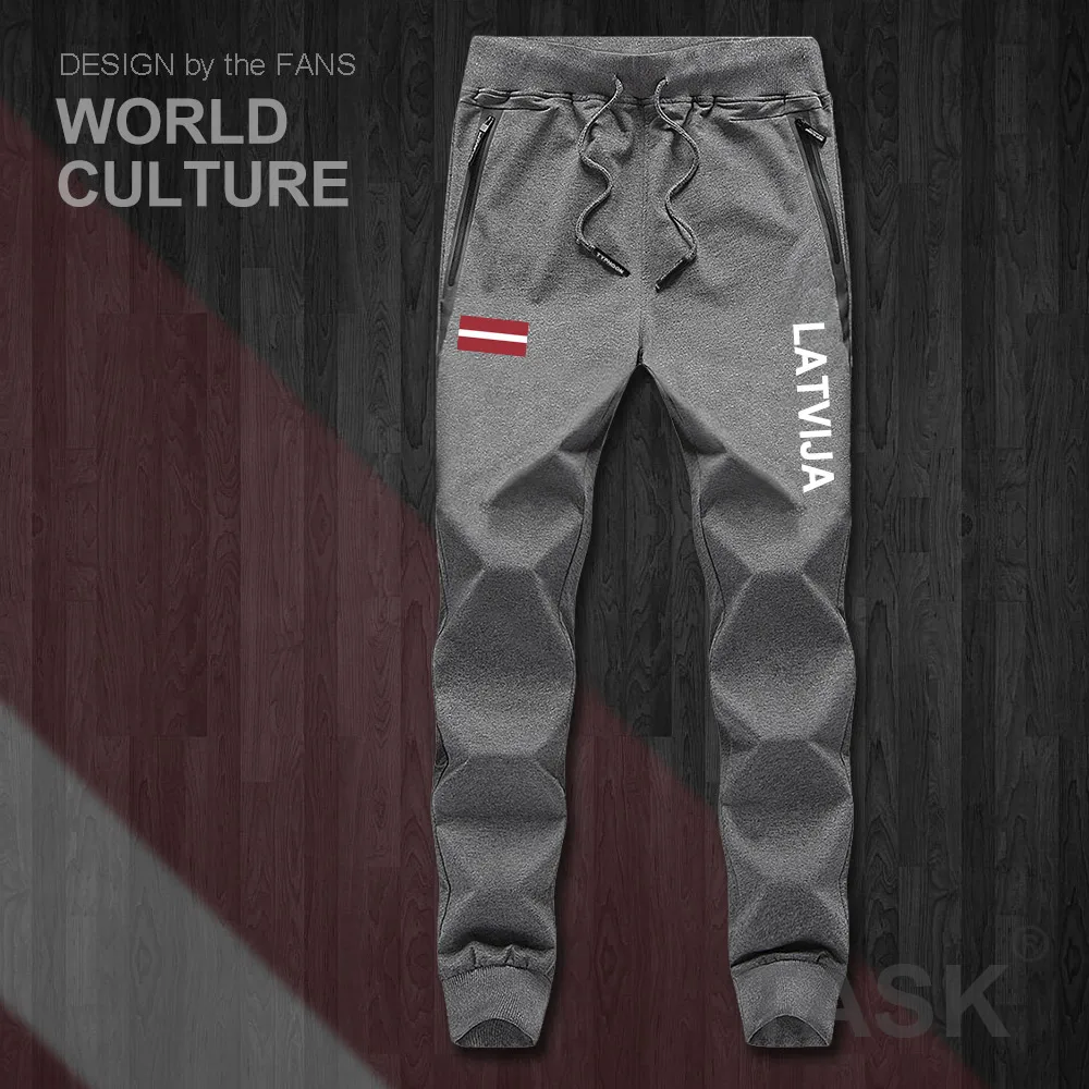 لاتفيا Latvija اللاتفية LVA LV Latvijas رجل السراويل ركض بذلة sweatpants المسار العرق اللياقة البدنية الصوف التكتيكية عارضة الأمة