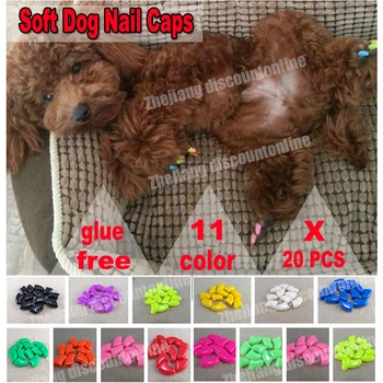 

20 pcs/lot Pet Dog Finger Grooming Floor Protect Pet Dog Nail Caps Claw Control Soft Paw Caps S ,M,L,XL