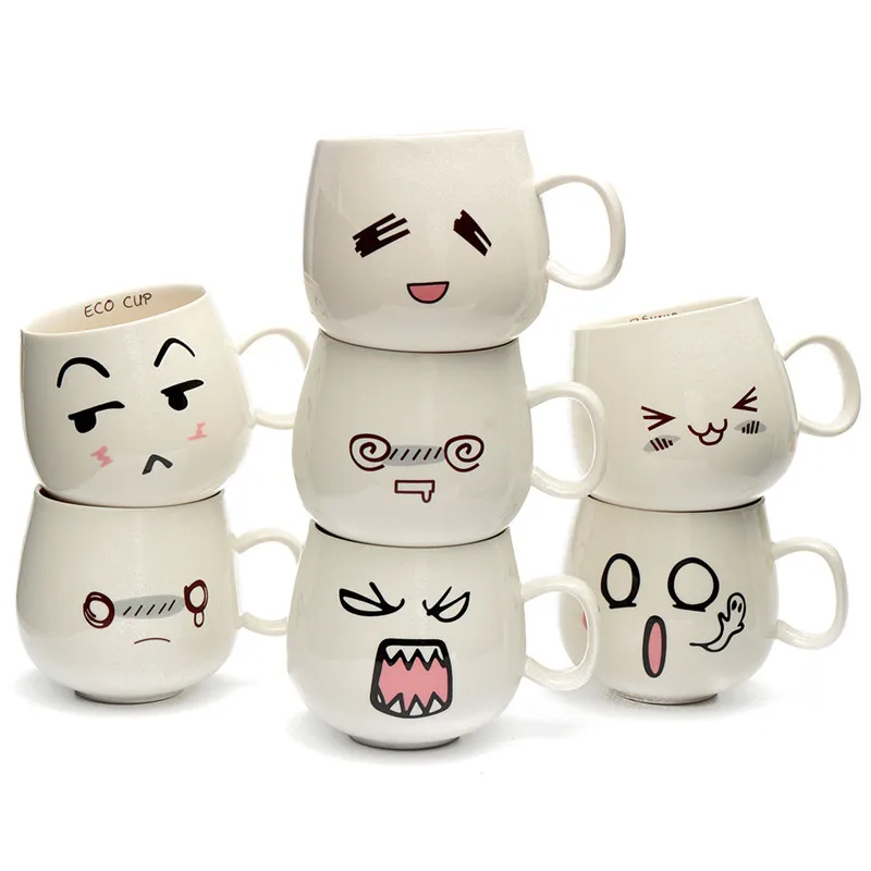 

Creative Cute Expression Ceramic Mugs Water Container Cups And Mugs Porcelain Tea Cup Coffee Mug 300ml