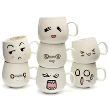 Neue Ankunft Becher Spaß Schönen Niedlichen Weißen Keramik Keramik Tasse Emotionale Gesicht Becher Tee Kaffee Milch Tasse Mit Handgriff 300 Ml