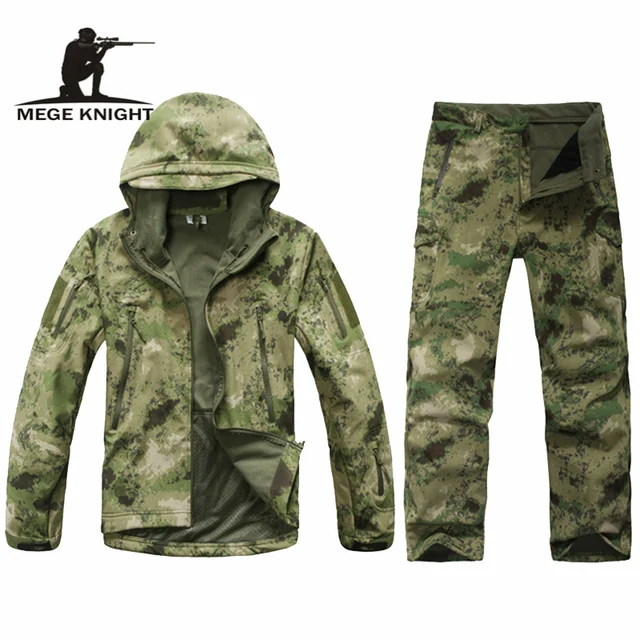 Camouflage military uniform, winter thermal fleece tactical clothes, U