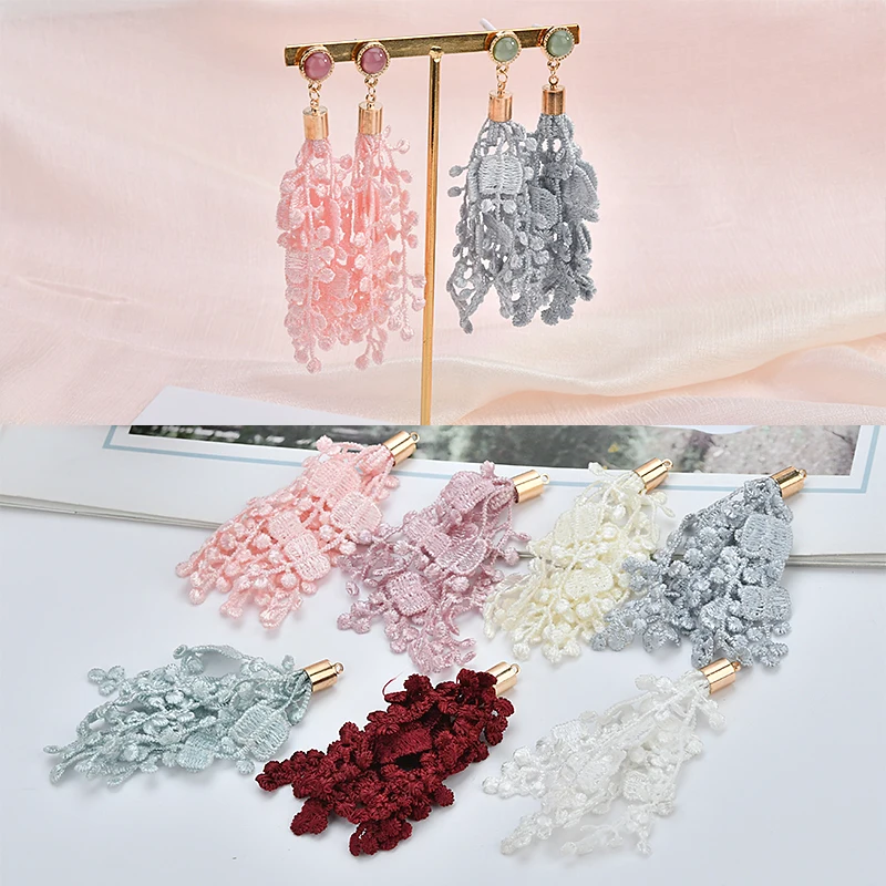 

Min order 20pcs/lot alloy caps decoration color lace flowers fashion handmade tassel charms diy jewelry earring/garment pendants
