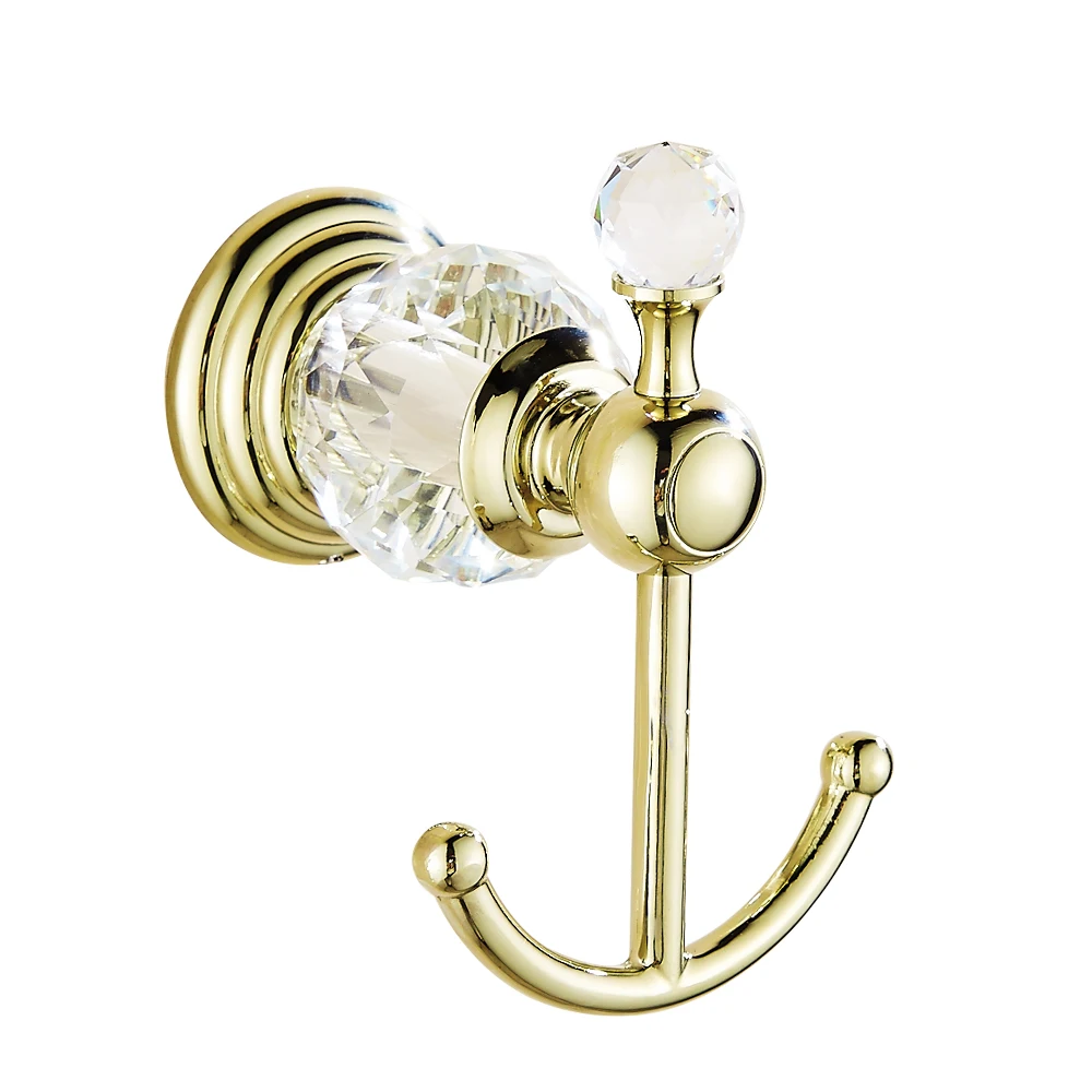 Antique Crystal Robe Hooks Polished Towel Hooks Brass Coat ...