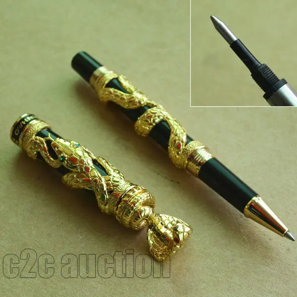 Шариковая ручка JINHAO черная с золотой змеей ветер Змеиный год|roller ball pen|ball penjinhao black