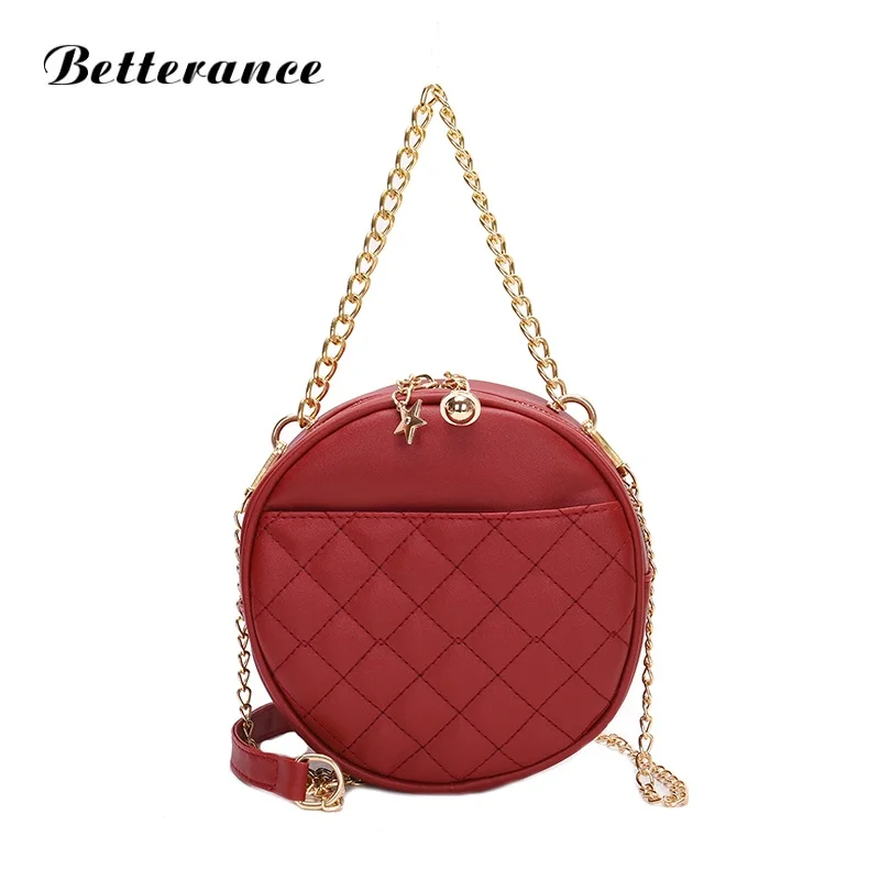 

Betterance 2019 Women Fashion Handbag plaid Shoulder Bag Tote Ladies Purse Hobo Bags Round package High Quality Shoulder bag