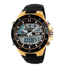 Mode Hommes Quartz Montre Silicone De Courroie De Bande Armée Étanche Double Affichage Sport Montres Date Horloge Montre-Bracelet LXH
