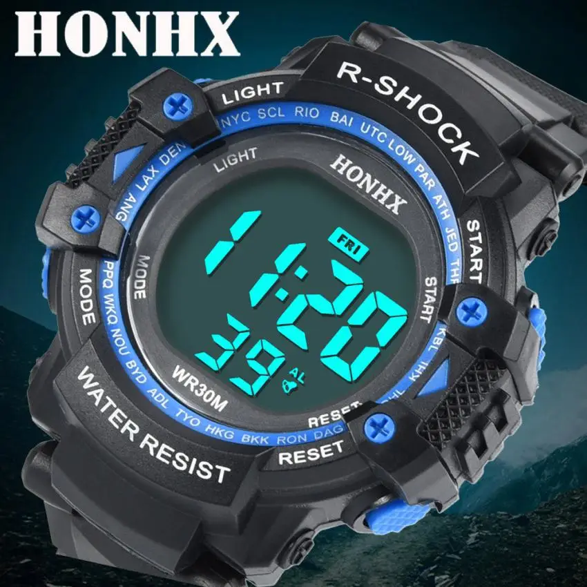 

MALLOOM Fashion Men's LED Waterproof Digital Quartz Military Luxury Sport Date Watches Wristwatch Sports Men LED Electronic