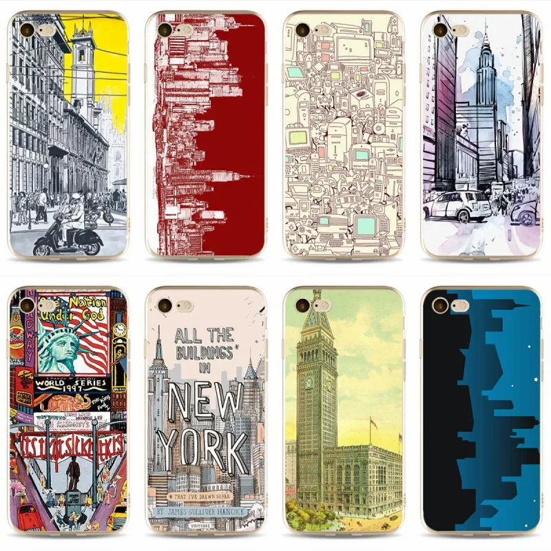 

NYC New York City paisaje case for iphone 7 XR soft TPU phone cover cases for iphone 7 6 6S 8 plus X XR XS MAX 5 5S coque