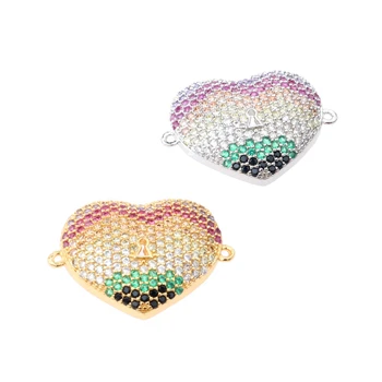 

2018 new Fashion Heart Necklace Bracelet Spacer Beads CZ Cubic Zirconia Jewellery Connector Make Diy Accessories