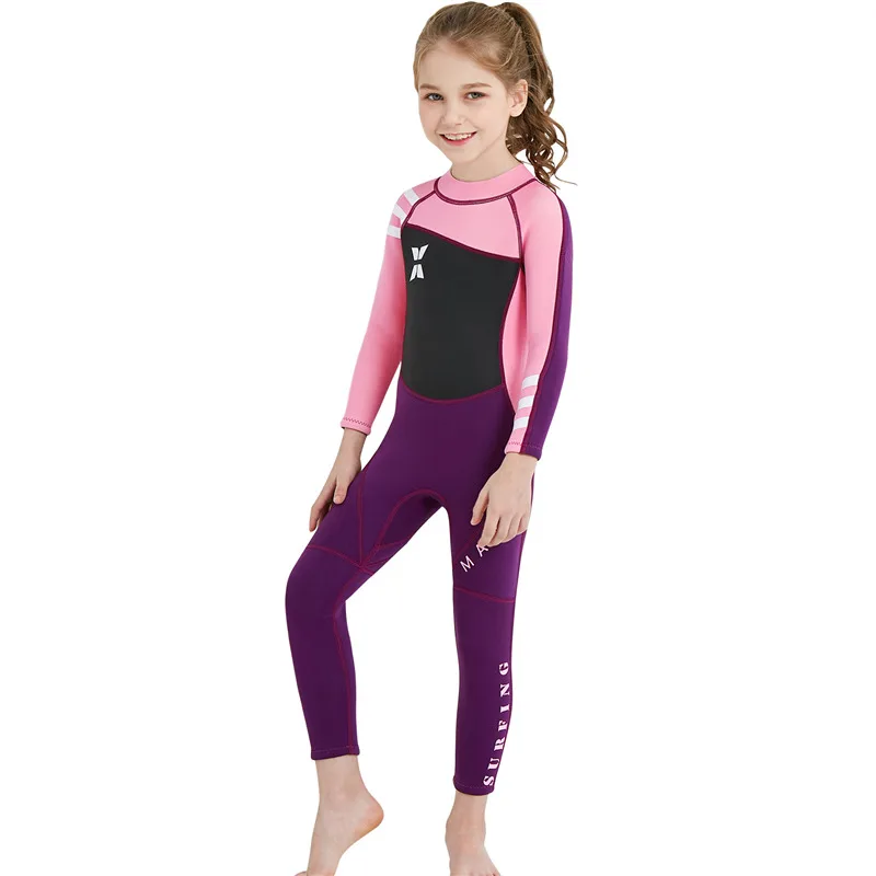 DIVE&SAIL 2.5MM Children One Piece Long Sleeves Diving Wetsuits Neoprene Diving Suits Boys Girls UV Protection Swimsuit Swimwear (2)