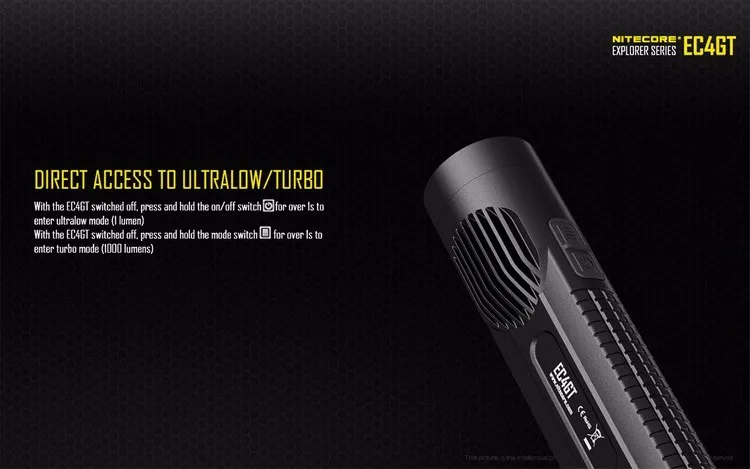 NITECORE EC4GT удобный портативный 1000 люмен излучатель фонарик фонарь прожектор охота кемпинг без батареи