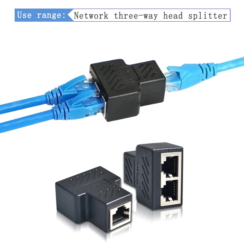 2× 10F RJ45 Cat6 Ethernet Network Patch Lead With 1× Y Cable Splitter Coupler 