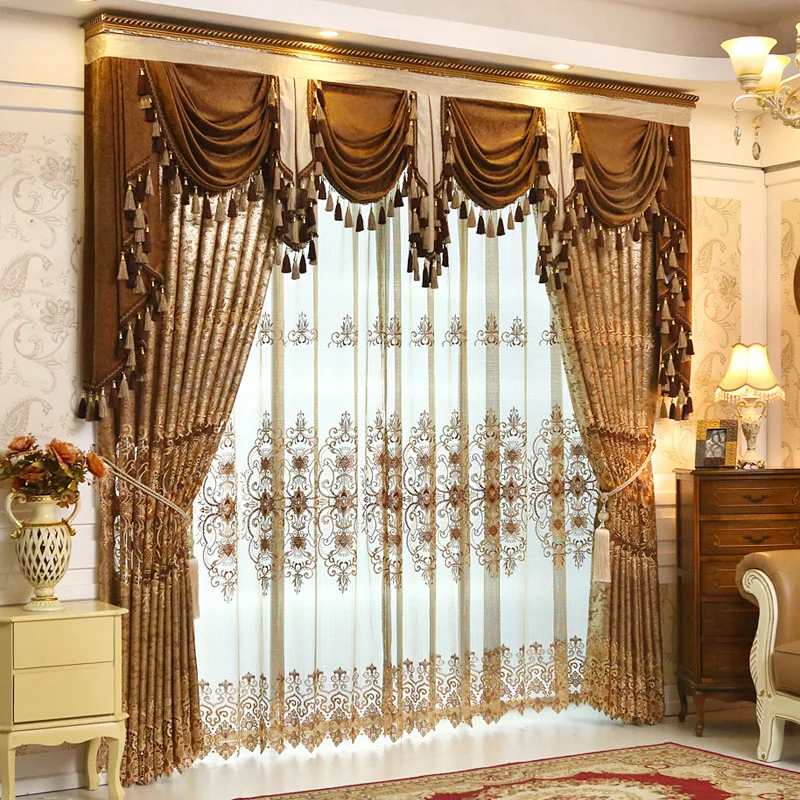 European jacquard curtains for living room cloth ...