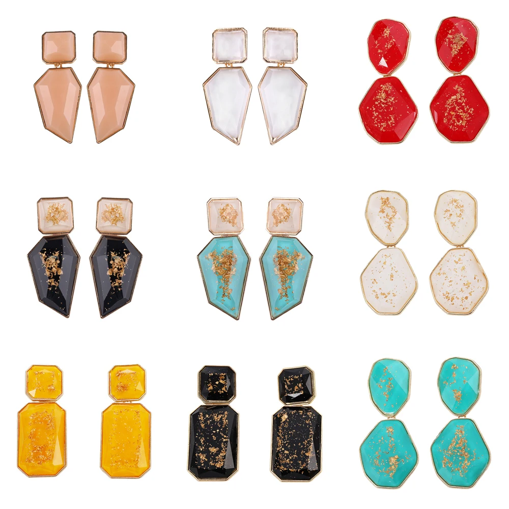 

Girlgo 2019 ZA Irregular Rhinestone Dangle Drop Earrings For Women Charm Transparent Stone Statement Pendant Earrings Jewelry