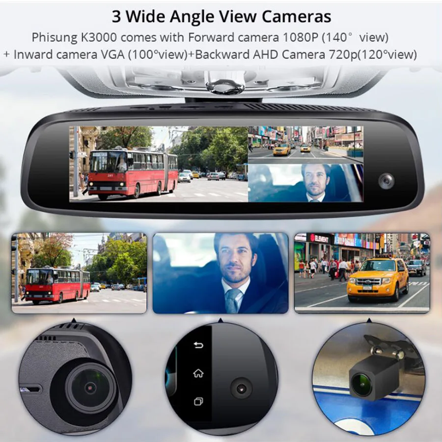 WHEXUNE новый автомобильный видеорегистратор FHD 1080P 3 камера 2 + 32 Гб 4G ADAS GPS Navi DashCam Android