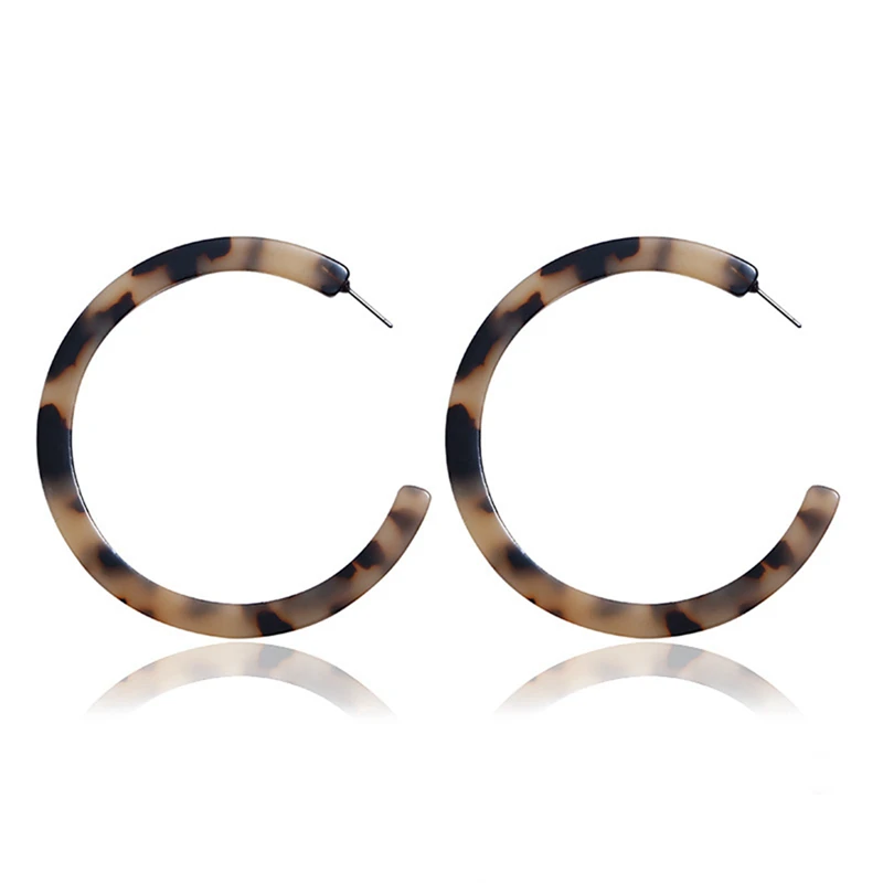 

New Fashion Simple C Shaped Resin Leopard Print Earring For Women 2 Sizes All Match Trendy Drop Earrings Jewelry