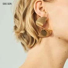 SHIXIN преувеличенные очаровательные большие крученые вращающиеся геометрические серьги-гвоздики для женщин креативные массивные Oorbellen модные ювелирные изделия для женщин