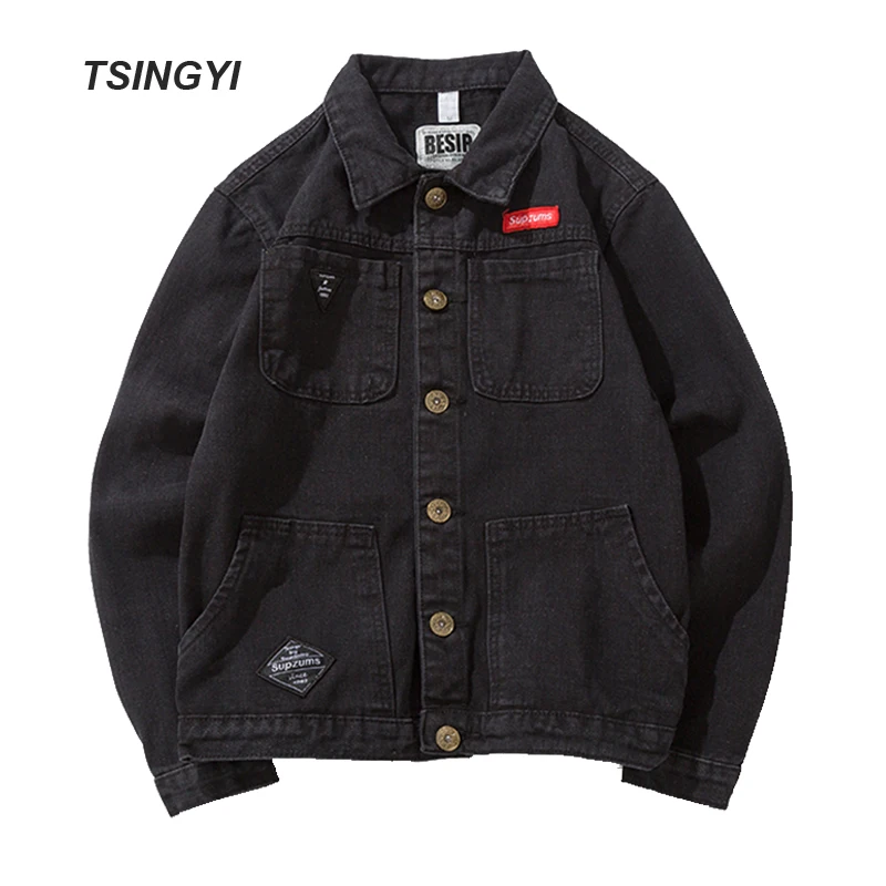 

Tsingyi 5XL Vintage Men Denim Jacket Black Camel Jeans jackets Men Bomber Pilot Jacket Long Sleeve Casual Blouson Homme Coats