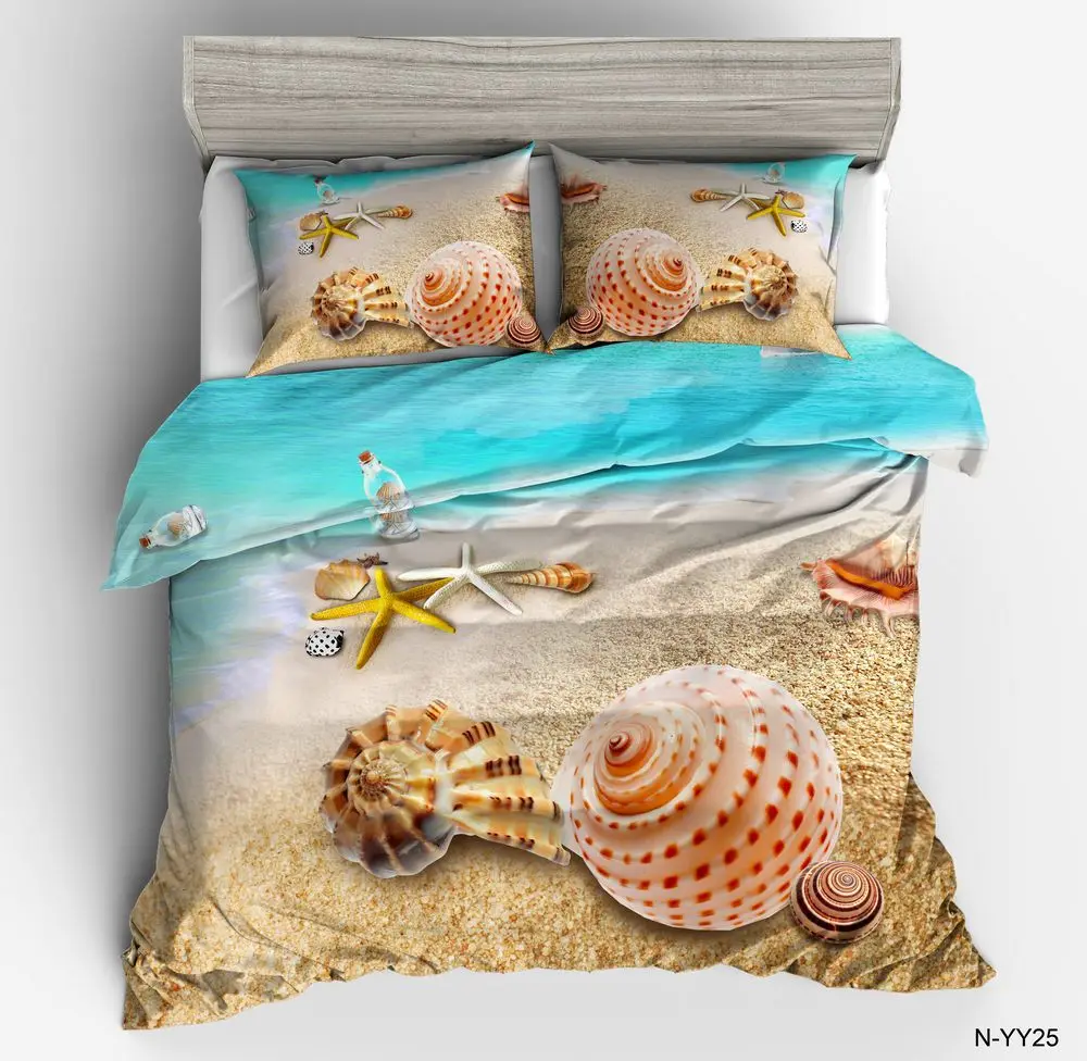 

Duvet Cover Beach star shellfish simple wind 2/3pcs British Style Family student dormitory Quilt cover pillowcase