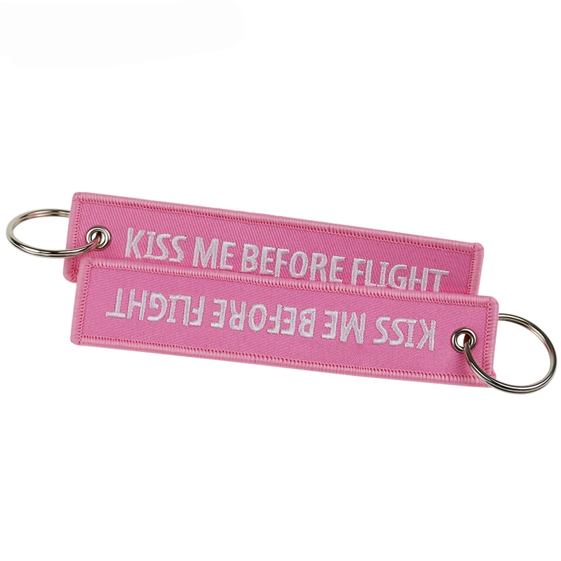 Fashion Keychain Bijoux Kiss Me Before Flight llaveros Keychains Embroidery Key Fobs OEM ATV Car Key Chains for Motorcycle Cars 2