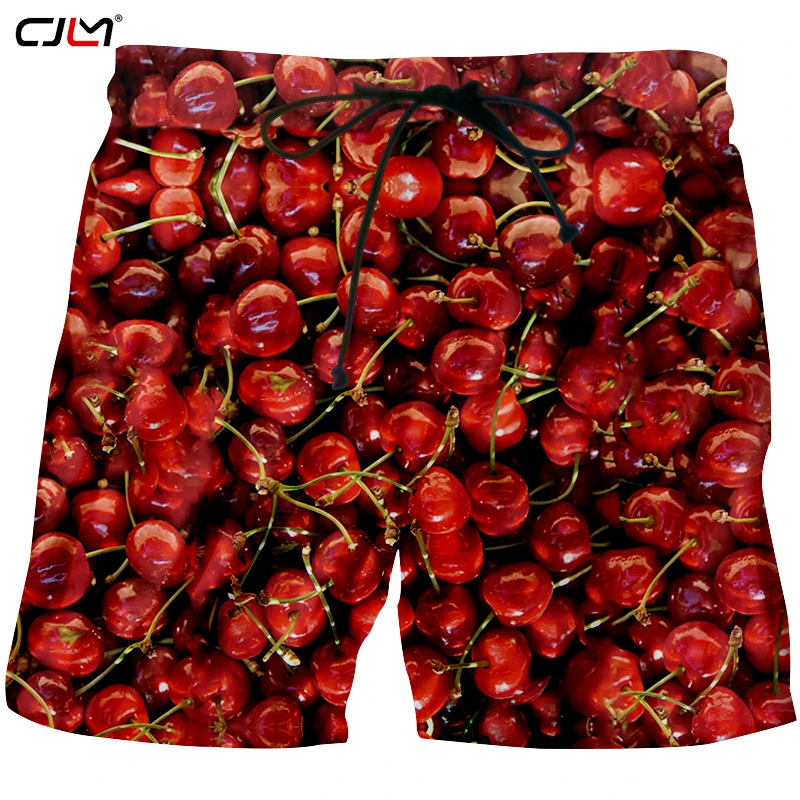 

CJLM Personality 3D Full Printed Man Red Cherry Shorts Funny Unisex Clothing Men's Delicious Fruit Shorts