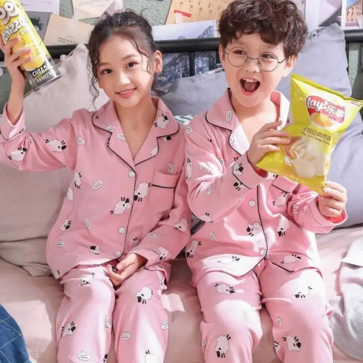 

Spring 2019 Kids Pyjamas Sets Girls Pajamas Suit Cartoon Cardigan Children Clothing Set Cotton Baby Pijamas Child Cothing