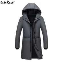 LetsKeep, длинная куртка на белом утином пуху с капюшоном, Мужская Уличная Толстая теплая куртка, Мужская пуховая парка, зимнее пальто, плюс Размер 3XL, MA543