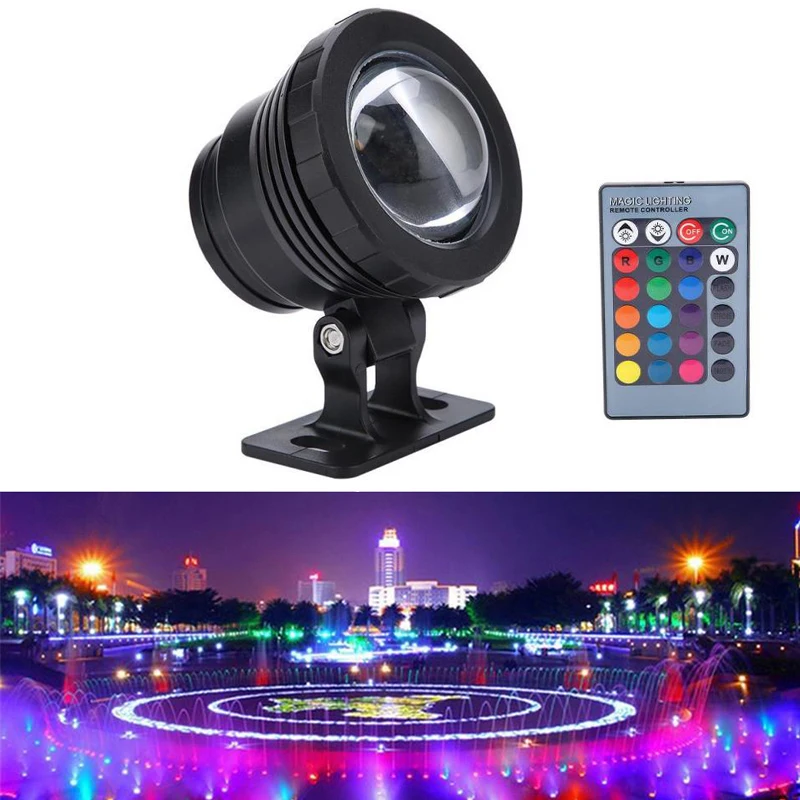10W/20W RGB Pond Spotlight LED Light Lamp Underwater Pool Fountain  IP65 Remote 