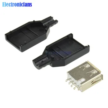 

10PCS USB 2.0 Type-A Plug 4-pin Female Adapter Contor jack Plastic Cover