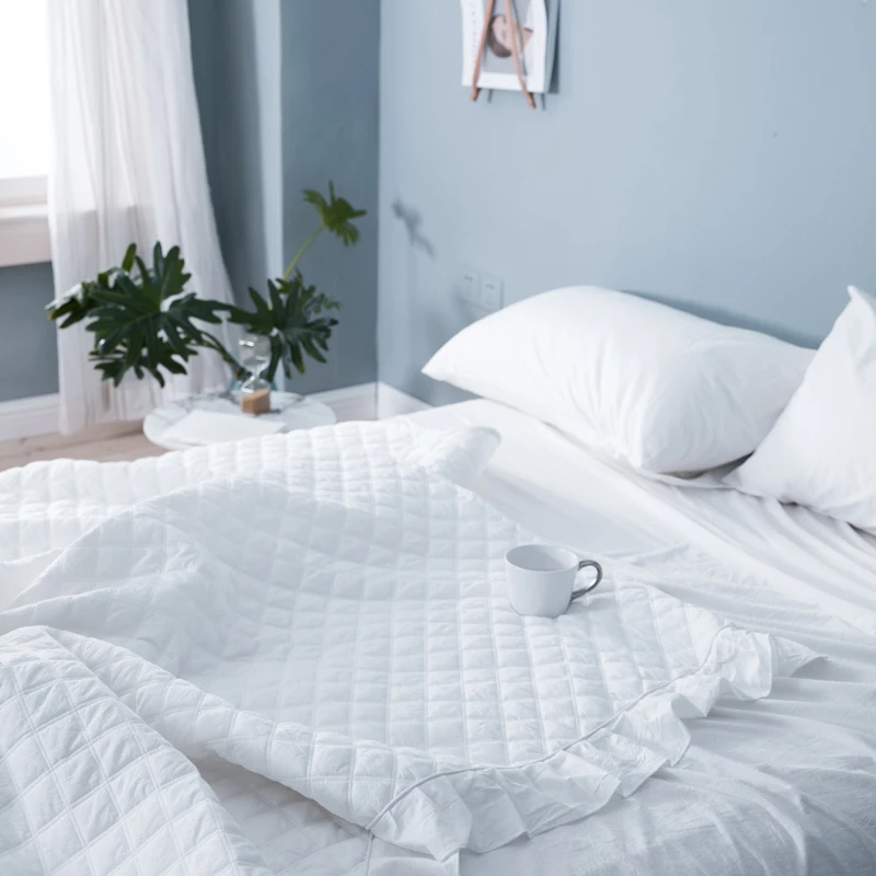 Сплошной цвет белый розовый синий стеганое покрывало одеяло 150*200 см 200*230 см для двойной кровати