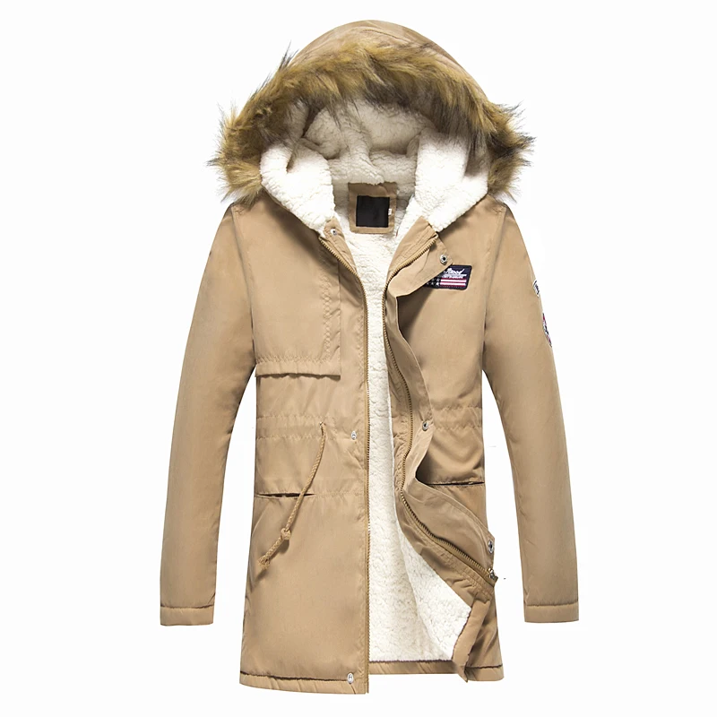 Men Parkas Coat Hooded Male Hooded Casual Winter&Autumn Coats Add Cashmere Parkas Men's Warm Korean Style Padded Jacket - Цвет: Khaki