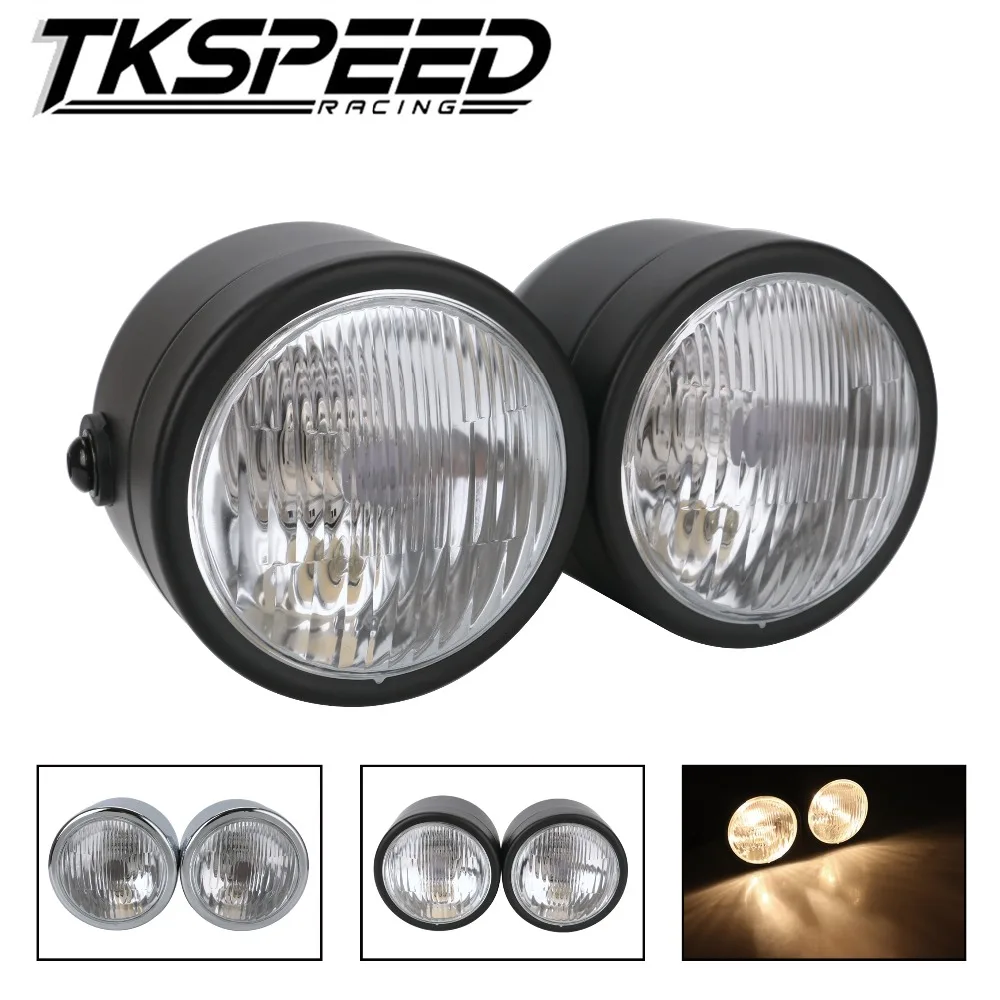 

Free shipping Double Headlamp With Street Support For Sport Double Dirt Bikes Street Fighter Naked Motorcycle Coffee Pilot