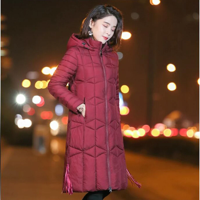 

Winter Jacket Female Parka Coat Plus size 3XL Fashion Down Cotton Jacket Long Hoodie Down Thick Long Coat Jacket Women Clothing