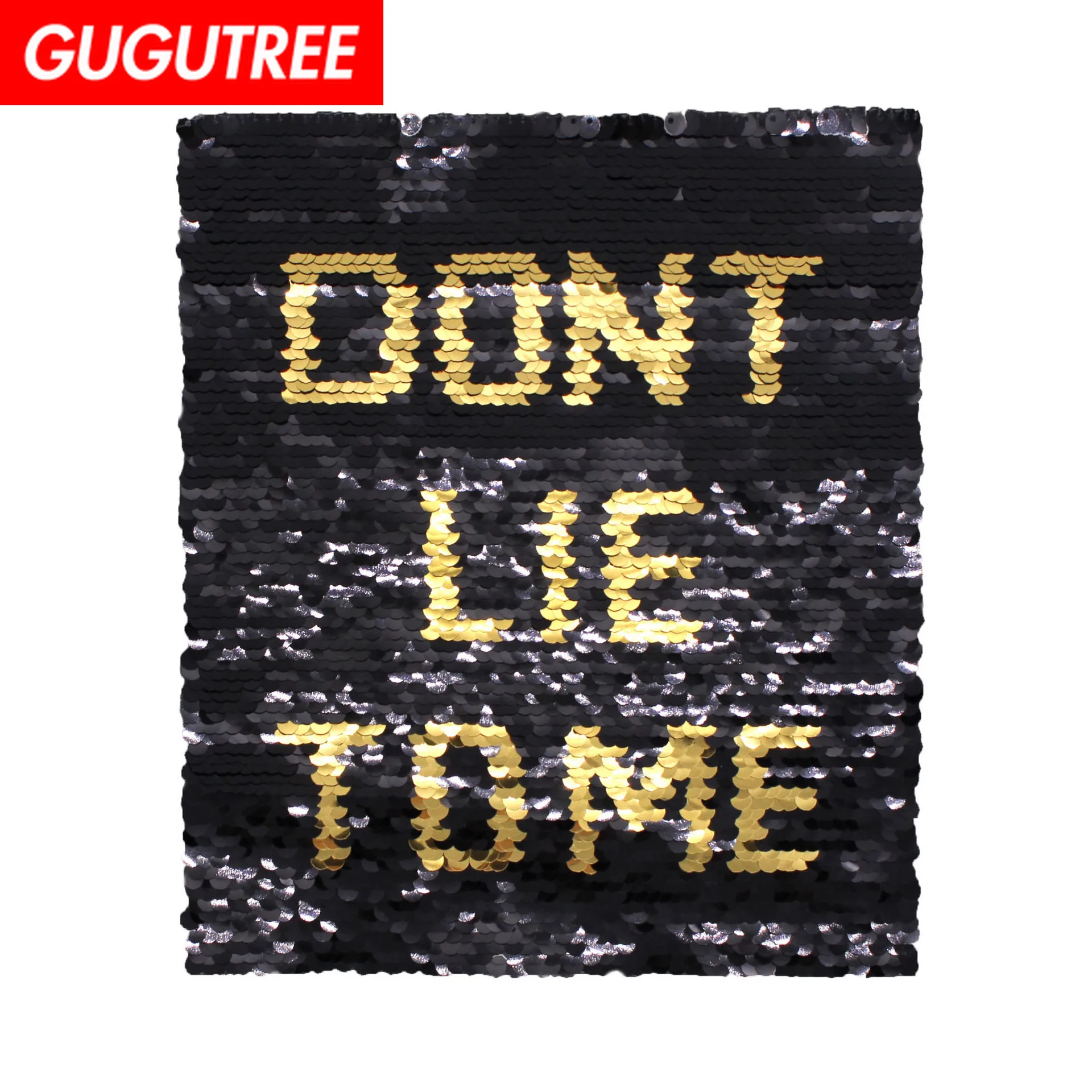 

GUGUTREE embroidery Sequins big dont patches letter patches badges applique patches for clothing XC-437
