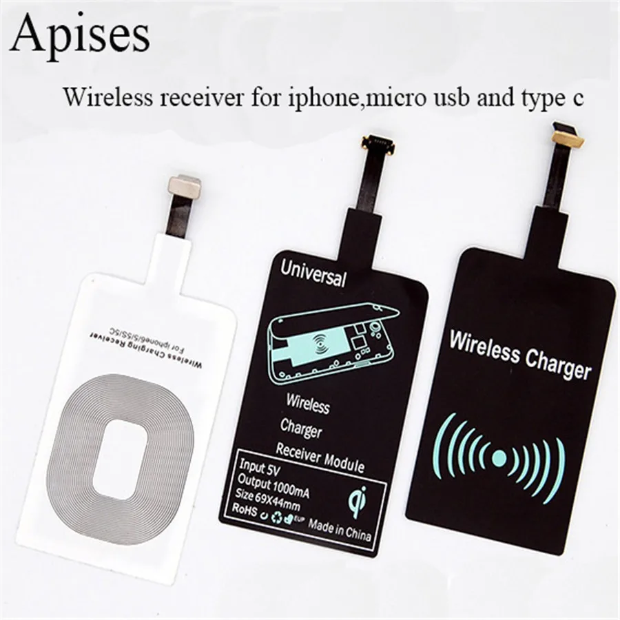 

Qi Wireless Charger Receiver For iPhone Xiaomi Mi6 Type-C Wireless Charging Receptor Micro USB For Huawei Honor Meizu Oneplus