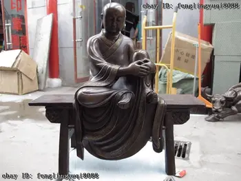 

100% Pure Bronze Copper Buddhism Sit stool arhat Buddhist monk Buddha Art Statue Discount 55%